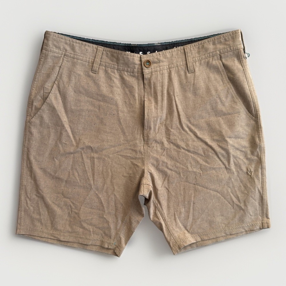 Vissla Shorts Men's 34 Khaki Hybrid Walk Shorts Stretch Casual Outdoor Surf